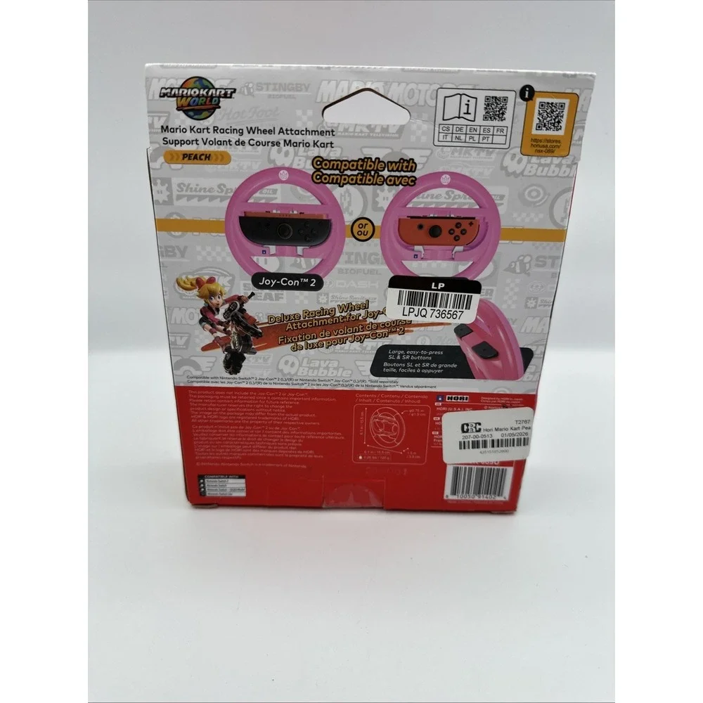 HORI Mario Kart Racing Wheel Nintendo Switch and Switch 2 Peach (OPEN BOX)